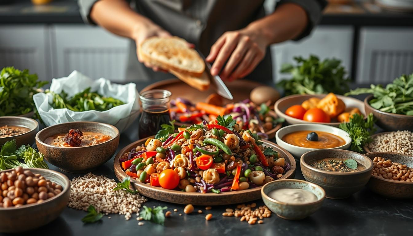 Ingredients prepared for a simple home dinner